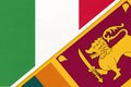 Italy and Sri Lanka, symbol of two national flags from textile. Championship between two countries