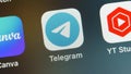 ITALY - JANUARY 9, 2023: Telegram App on an iPhone, Macro
