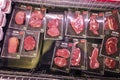 Vacuum packs of beef steaks