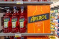 Aperol bottles on supermarket shelf Royalty Free Stock Photo