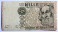 ITALY - July 1,2023 : Old Italian 1000 lire banknote.