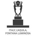 Italy, L'aquila, Fontana Luminosa travel landmark vector illustration