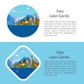 Italy. Lake Garda. City Salo. Vector illustration.