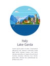 Italy. Lake Garda. City Salo. Vector illustration.