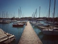 Italy lake garda harbour boats blue sky Royalty Free Stock Photo