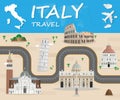 Italy Landmark Global Travel And Journey Infographic Vector Design Template.vector illustration Royalty Free Stock Photo