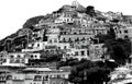 Italy Landscape - Positano Village in Black and White panoramic view Royalty Free Stock Photo