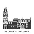 Italy, Lecce, Lecce Cathedral travel landmark vector illustration