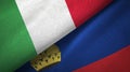 Italy and Liechtenstein two flags textile cloth, fabric texture