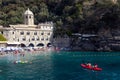 Italy. Liguria. Bay of Camogli. San Fruttuoso Abbey of Capodimonte