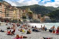 Italy. Liguria. The village of Camogli. People at the beach