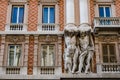 Italy. Liguria. Genoa. Caryatids of a facade of a palace