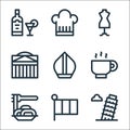 Italy line icons. linear set. quality vector line set such as , italy, spaghetti, coffee cup, pope, pantheon, mannequin, chef hat