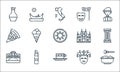 italy line icons. linear set. quality vector line set such as pasta, cappuccino, rialto bridge, carnival, lipstick, pizza,