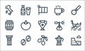 italy line icons. linear set. quality vector line set such as coliseum, olives, column, coffee maker, coffee beans, barrel,