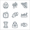 Italy line icons. linear set. quality vector line set such as fish, handbag, column, gondola, pepperoni, ravioli, harp, olive