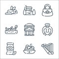 Italy line icons. linear set. quality vector line set such as harp, spaghetti, sauce, gladiator, pantheon, gondola, handbag,