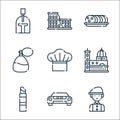 italy line icons. linear set. quality vector line set such as man, sport car, lipstick, florence, chef, perfume, ciabatta,