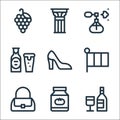 italy line icons. linear set. quality vector line set such as wine, tomato sauce, hand bag, italy, high heels, beer mug, perfume