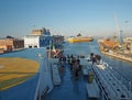 Italy, Livorno, JUNE 23, 2017: view from Corsican line ferry boa