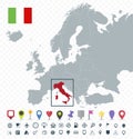 Italy location on Europe Map - Transparent background