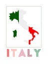 Italy Logo. Map of Italy with country name and.