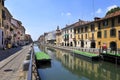 Italy - Lombardy - Milan - Naviglio district - Naviglio Grande canal and surrounding buildings