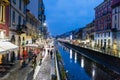 Europe. Italy. Lombardy. Milan. The Navigli by night