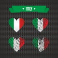 Italy with love. Design vector broken heart with flag inside.