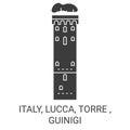 Italy, Lucca, Torre , Guinigi travel landmark vector illustration