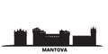 Italy, Mantova city skyline isolated vector illustration. Italy, Mantova travel black cityscape