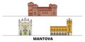 Italy, Mantova flat landmarks vector illustration. Italy, Mantova line city with famous travel sights, skyline, design.