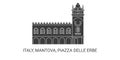 Italy, Mantova, Piazza Delle Erbe, travel landmark vector illustration