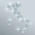 Italy map administrative division separates regions, design glass card 3D blank raster