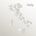 Italy map administrative division separates regions and names individual region, card paper 3D natural