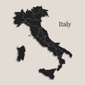 Italy map Black blackboard separate states individual