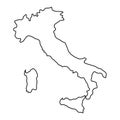 Italy map of black contour curves illustration