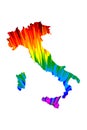 Italy - map is designed rainbow abstract colorful pattern