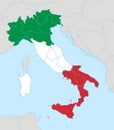 Italy map in flag colors with neighboring states, administrative division, blank Royalty Free Stock Photo