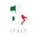 Italy map with flag. Country shape outlined and filled with the flag of Italy. Vector isolated simplified illustration icon with