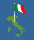 Italy Map and flag. Italian banner and land area. State patriotic sign