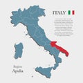 Vector map country Italy and region Apulia Royalty Free Stock Photo