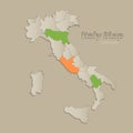 Italy map with individual states separated, infographics