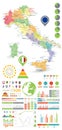 Italy map and Infographics design elements. On white
