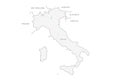 Italy map isolated on white background. Vector thin line border map of Italia Royalty Free Stock Photo