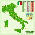 Italy map with Italian regions and infographic labor force.