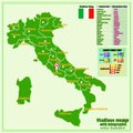 Italy map with Italian regions and infographic labor force.