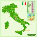 Italy map with Italian regions and infographic labor force.