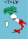 Italy map with monuments