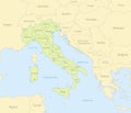 Italy map with neighboring states, administrative division and names with cities, classic maps design